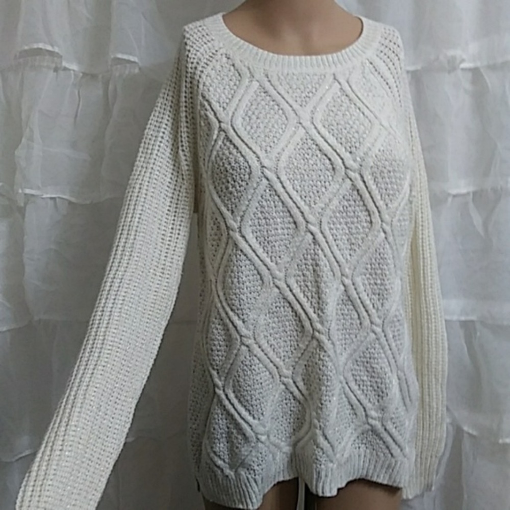 Faded Glory Sparkly Crewneck Sweater Sz Small